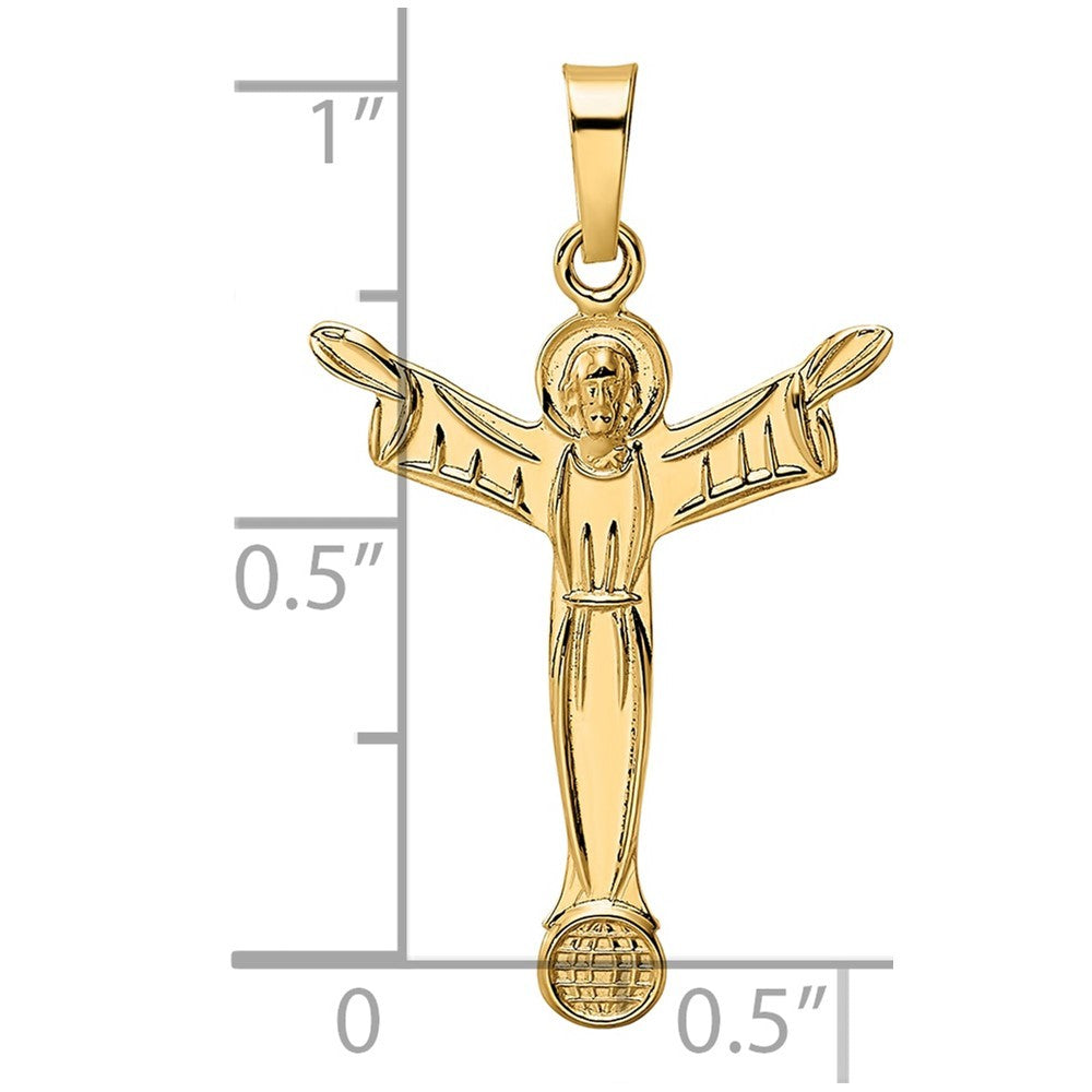 14k Yellow Gold Polished Solid Risen Christ Pendant