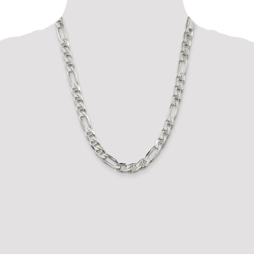 Sterling Silver 8.75mm Figaro Anchor Chain Necklace 22"
