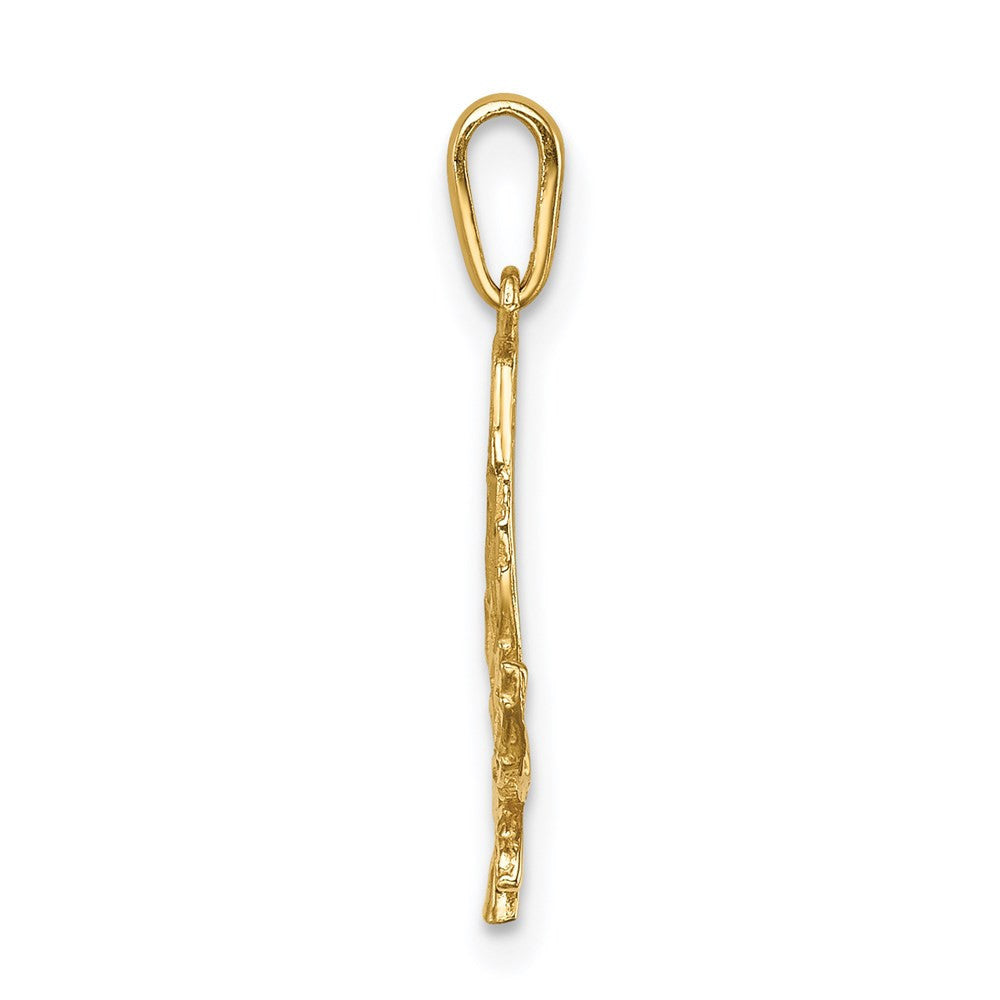14k Yellow Gold Diamond-Cut Leaf Pendant
