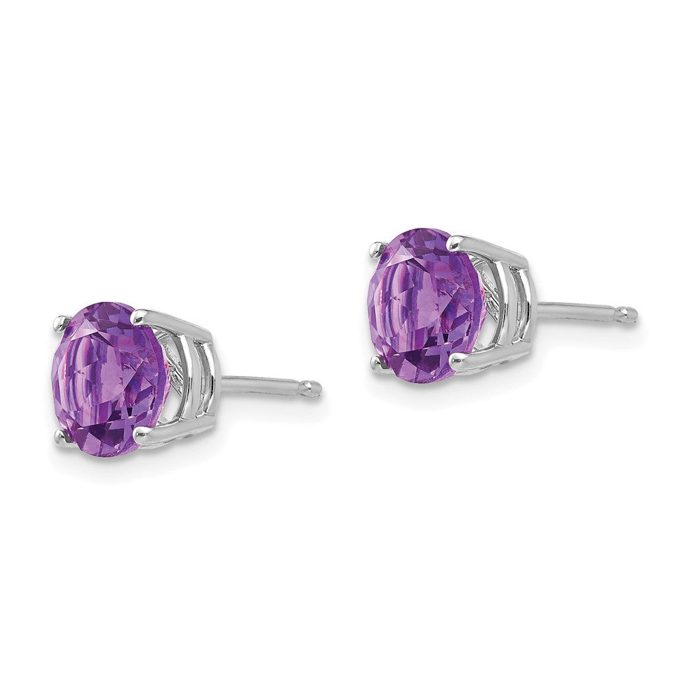 14k White Gold 7mm Amethyst Stud Earrings