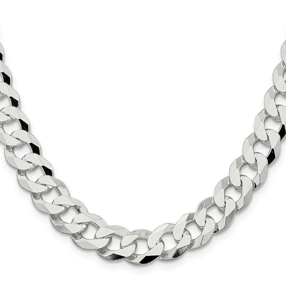 Sterling Silver 10.6mm Beveled Curb Chain Necklace 24"