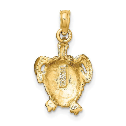 14k Yellow Gold Textured Sea Turtle Charm Pendant
