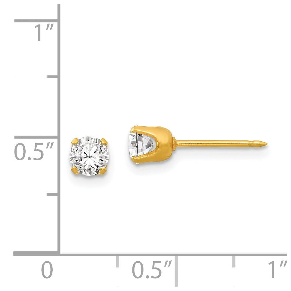 14k Yellow Gold 4.25mm CZ Stud Earrings