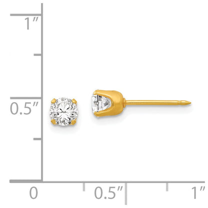 14k Yellow Gold 4.25mm CZ Stud Earrings