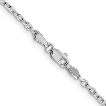 14K White Gold 2.2mm Diamond-cut Round Open Link Cable Chain Necklace 16"