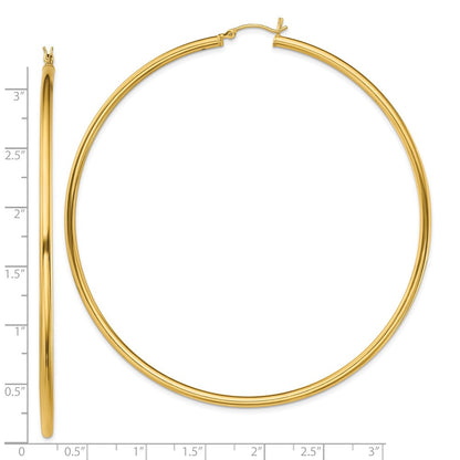 Sterling Silver Gold-Tone Polished 2.5x80mm Hoop Earrings