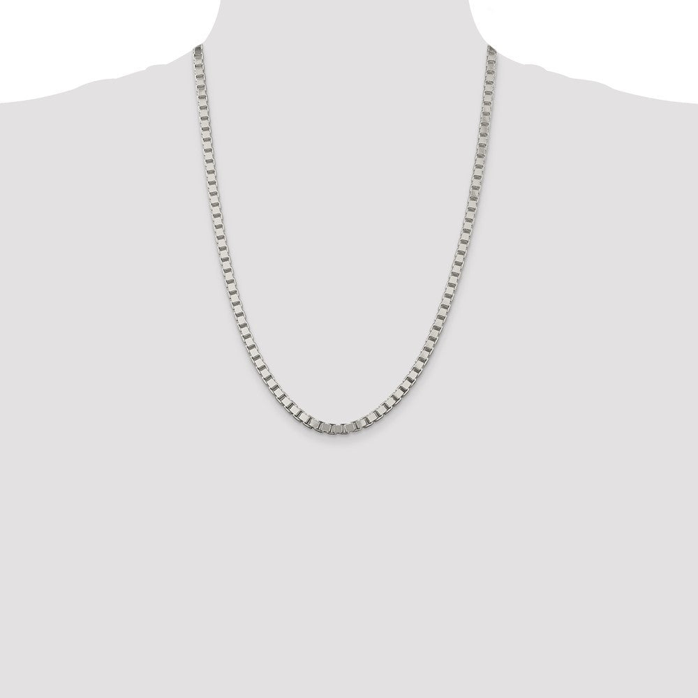 Sterling Silver 4.5mm Box Chain Necklace 24"
