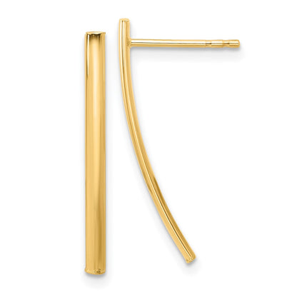 14k Yellow Gold Polished Bar Dangle Earrings