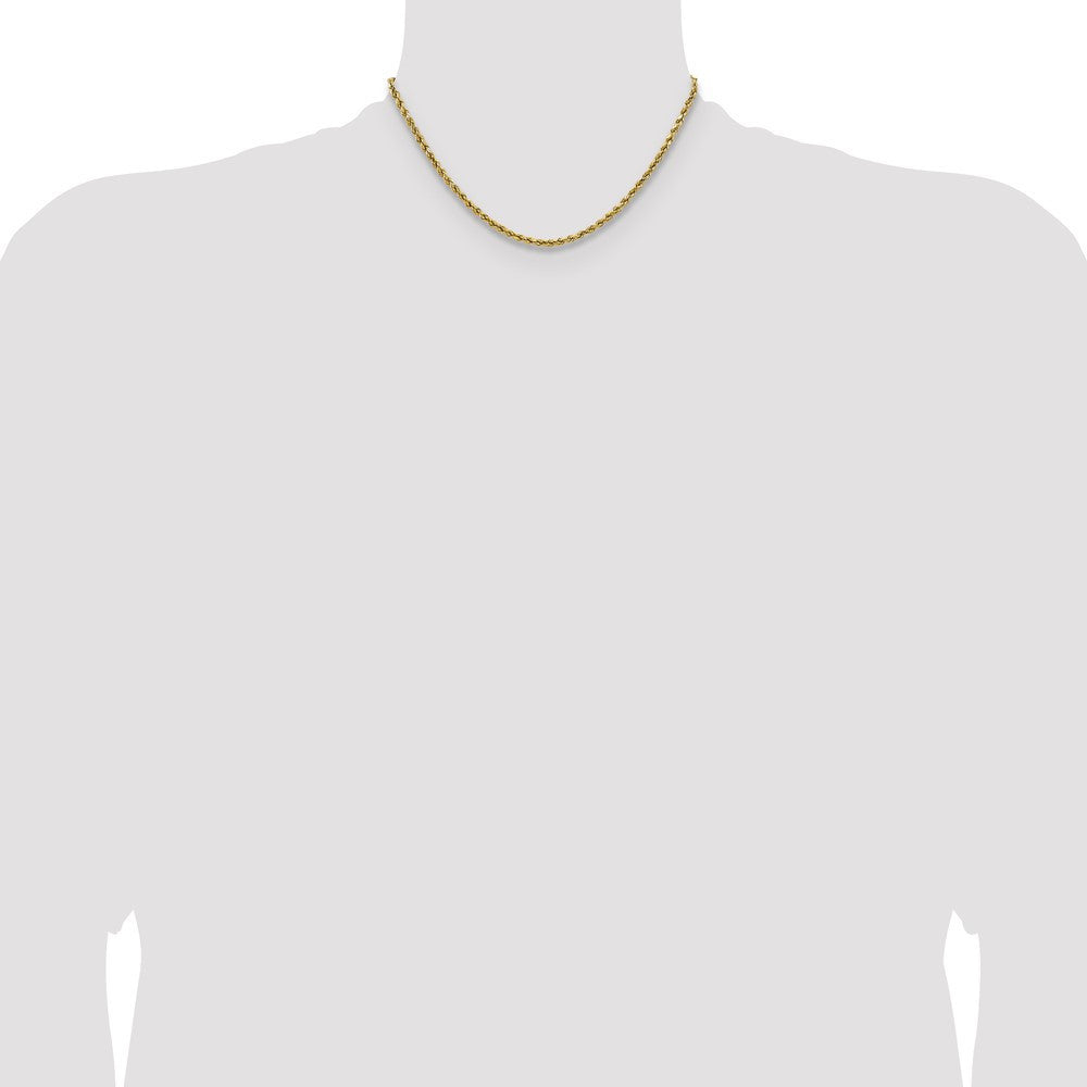 14k Yellow Gold 2.5mm Semi Solid Diamond-cut Rope Chain Necklace 16"
