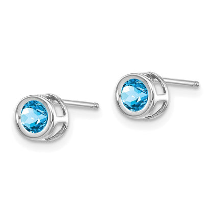 14k White Gold 4mm Blue topaz December Stud Earrings