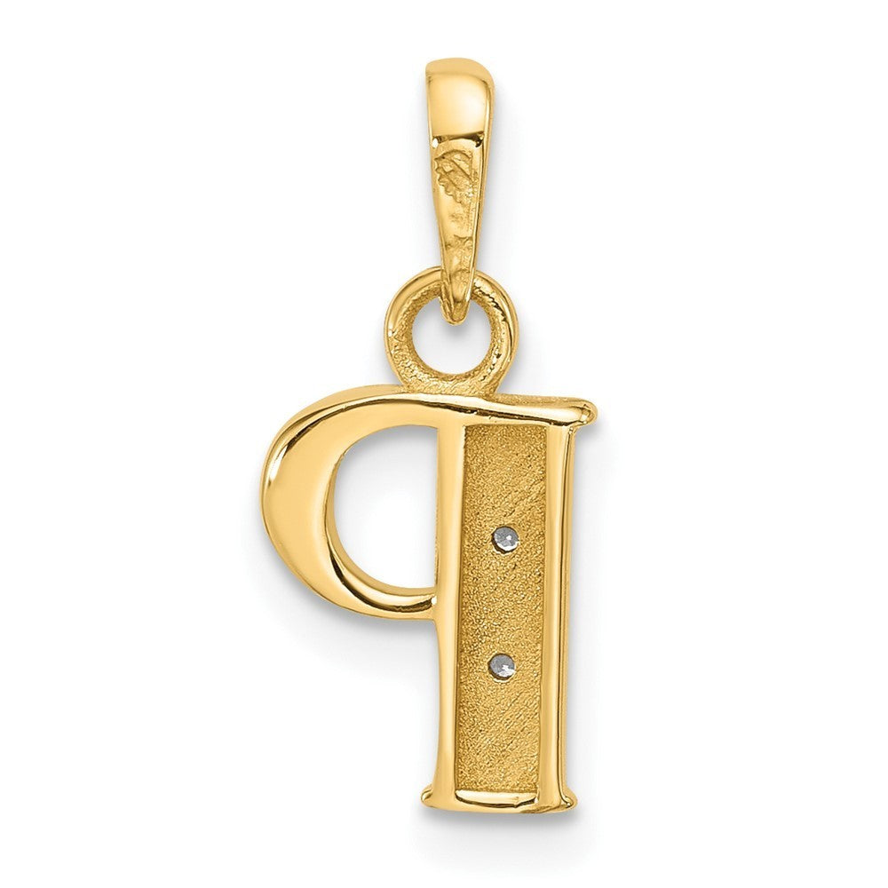 14k Yellow Gold with Rhodium Diamond Letter P Initial Pendant