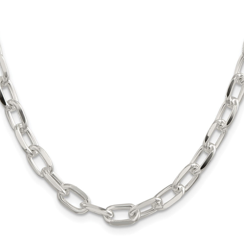 Sterling Silver 7.5mm Diamond-cut Long Link Cable Chain Necklace 24"