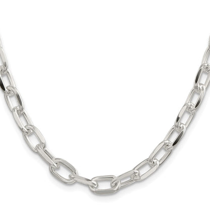 Sterling Silver 7.5mm Diamond-cut Long Link Cable Chain Necklace 24"