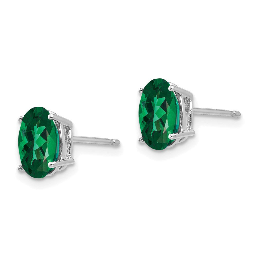 14k White Gold 8x6mm Oval Mount St. Helens Stud Earrings
