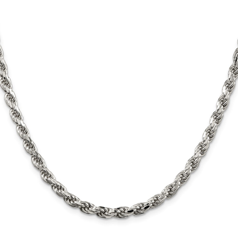 Sterling Silver 4.6mm Diamond-cut Rope Chain Necklace 18"