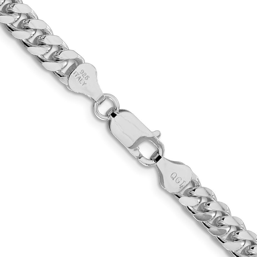 Sterling Silver 6mm Domed w/ Side Diamond-Cut Curb Chain Necklace 22"
