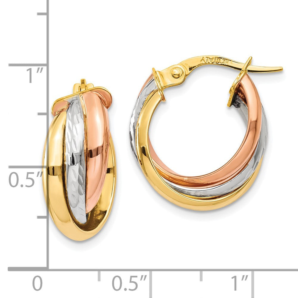 14K Tri-color Gold Polished Hoop Earring