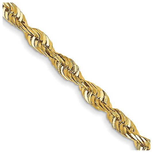 14k Yellow Gold 2.25mm Ultra Diamond-cut Rope Chain Necklace 16"
