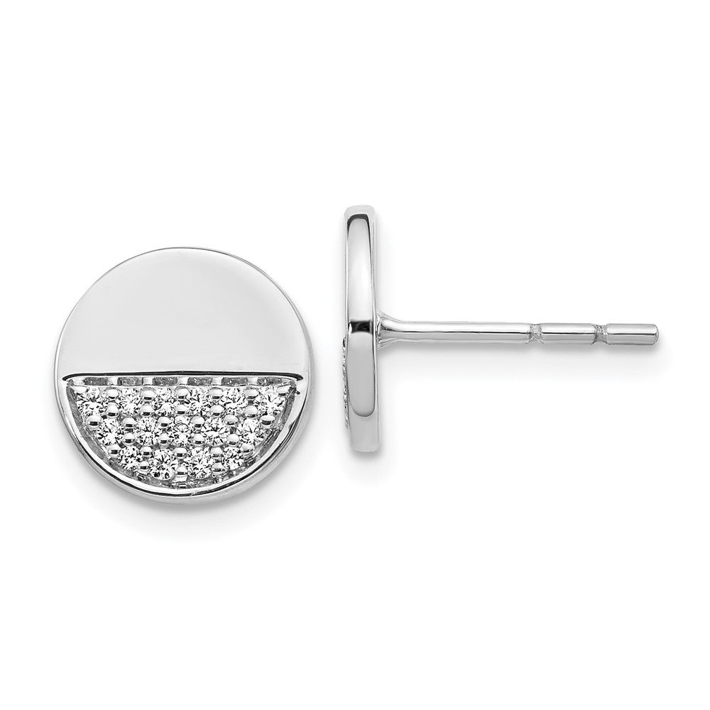 14k White Gold Diamond Fancy Circle Stud Earrings