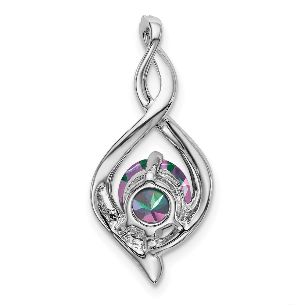 14k White Gold Mystic Fire Topaz and Diamond Pendant