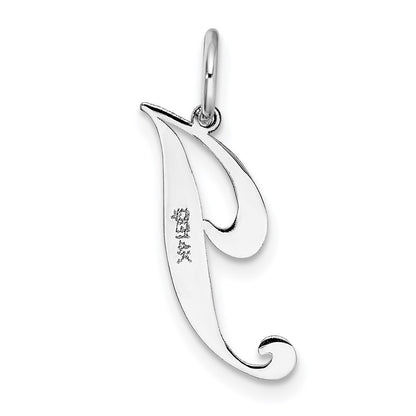 14k White Gold Small Fancy Script Letter J Initial Charm Pendant
