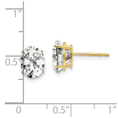 14k Yellow Gold 8x6mm Oval Cubic Zirconia Stud Earrings