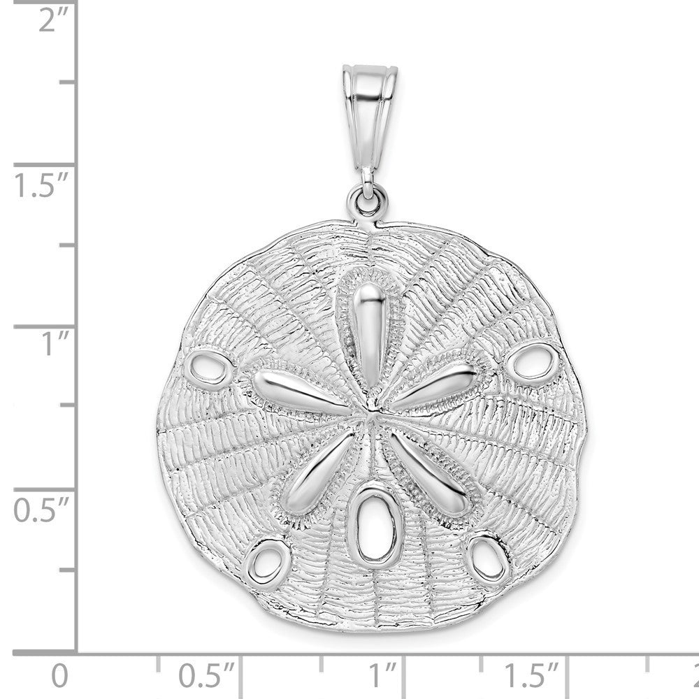 Sterling Silver Rhodium-Plated Polished and Textured Sand Dollar Pendant
