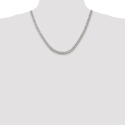 Sterling Silver Rhodium-plated 6.5mm Curb Chain Necklace 20"