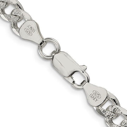 Sterling Silver 7mm Pav� Curb Chain Necklace 20"