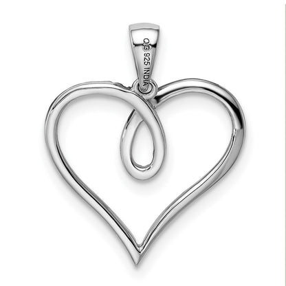 Sterling Silver Rhodium Diamond Heart Pendant