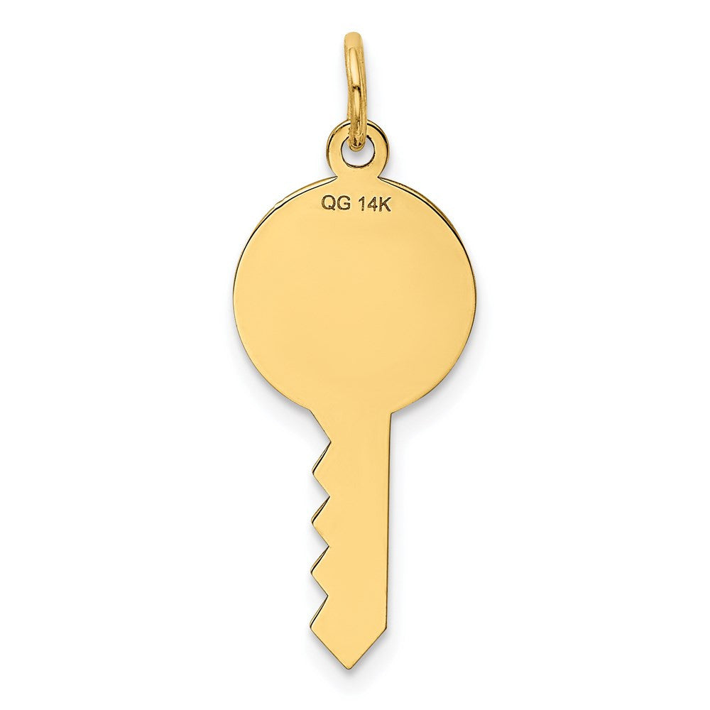 14k Yellow Gold Polished and Satin Hearts Flat Key Charm Pendant