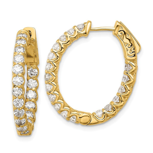 14k Yellow Gold 2.1ct  Diamond In Out Oval Hoop Earrings