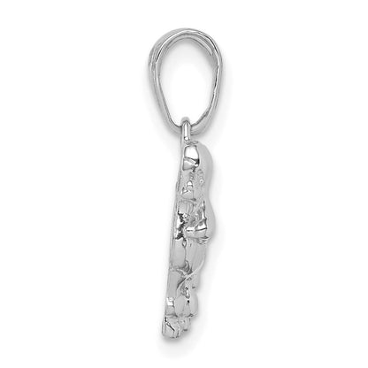 14k White Gold Poodle Dog Pendant