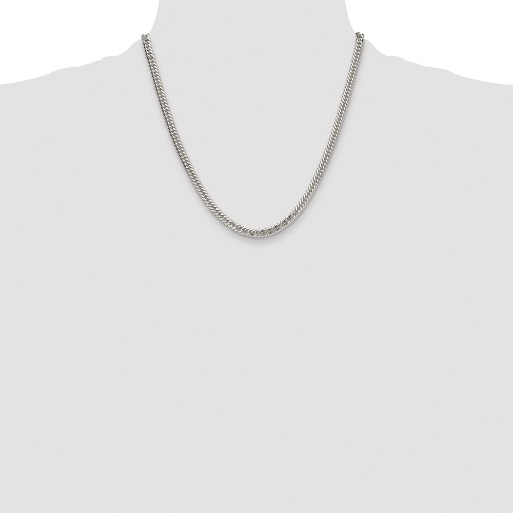 Sterling Silver Rhodium-plated Double Diamond-cut Curb Chain Necklace 20"