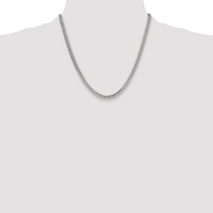 Sterling Silver Rhodium-plated Double Diamond-cut Curb Chain Necklace 20"