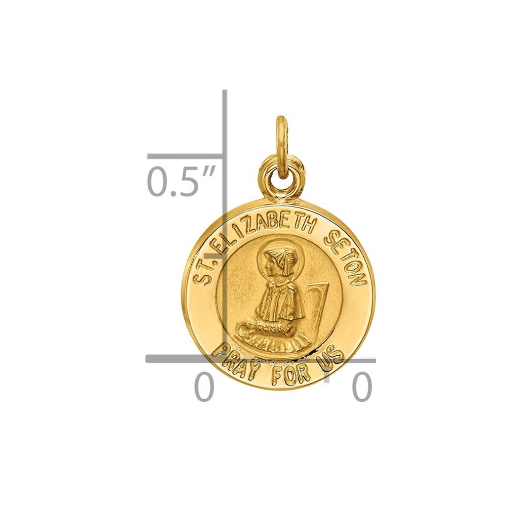 14k Yellow Gold Saint Elizabeth Seton Medal Charm Pendant