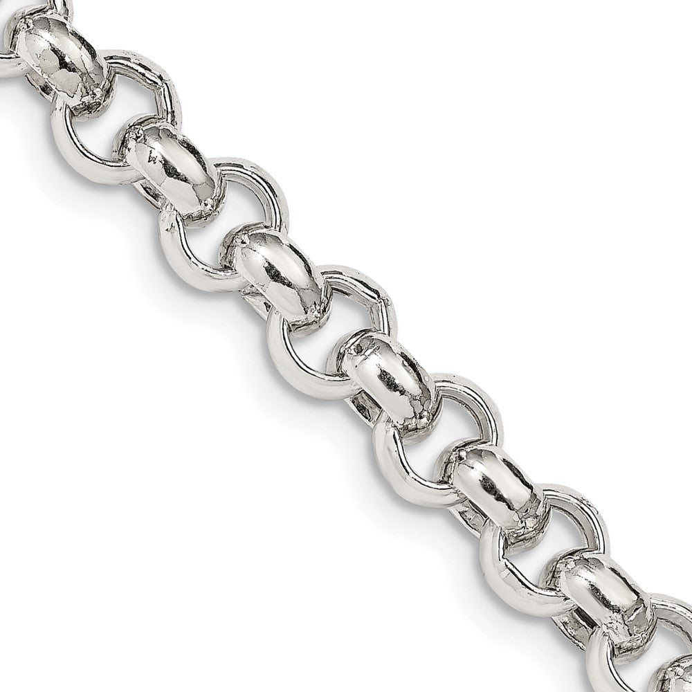 Sterling Silver 7.75mm Semi-solid Rolo Chain Necklace 24"
