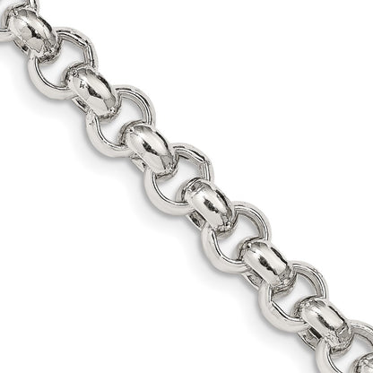 Sterling Silver 7.75mm Semi-solid Rolo Chain Necklace 24"
