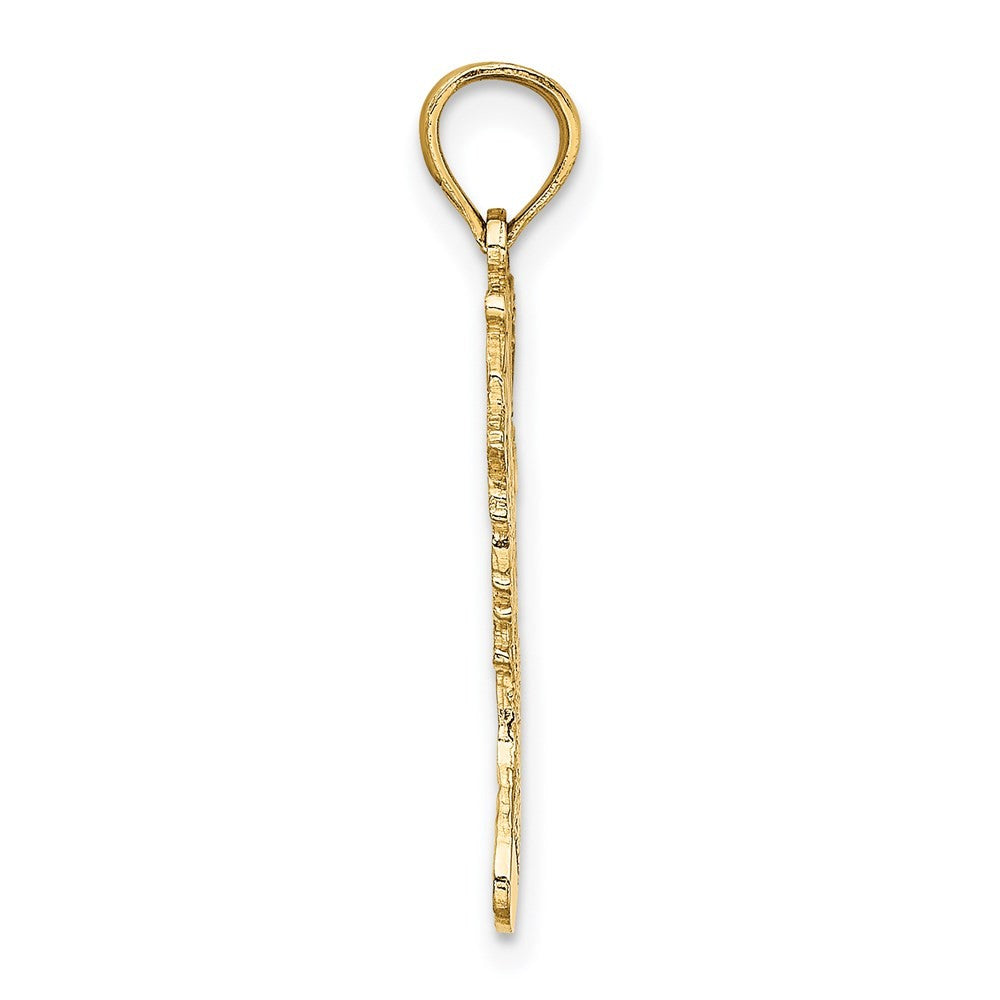 14k Yellow Gold Polished Christmas Stocking Charm Pendant