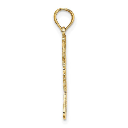 14k Yellow Gold Polished Christmas Stocking Charm Pendant