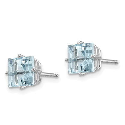 14k White Gold Aquamarine Stud Earrings