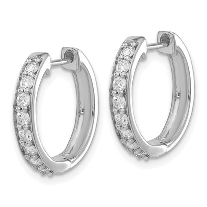 14k White Gold Diamond Hinged Hoop Earrings