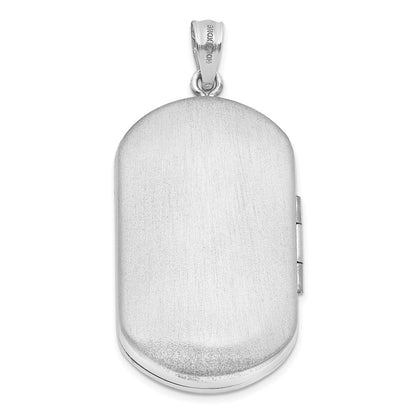 Sterling Silver Rhodium-plated Polished Rectangular Locket Pendant