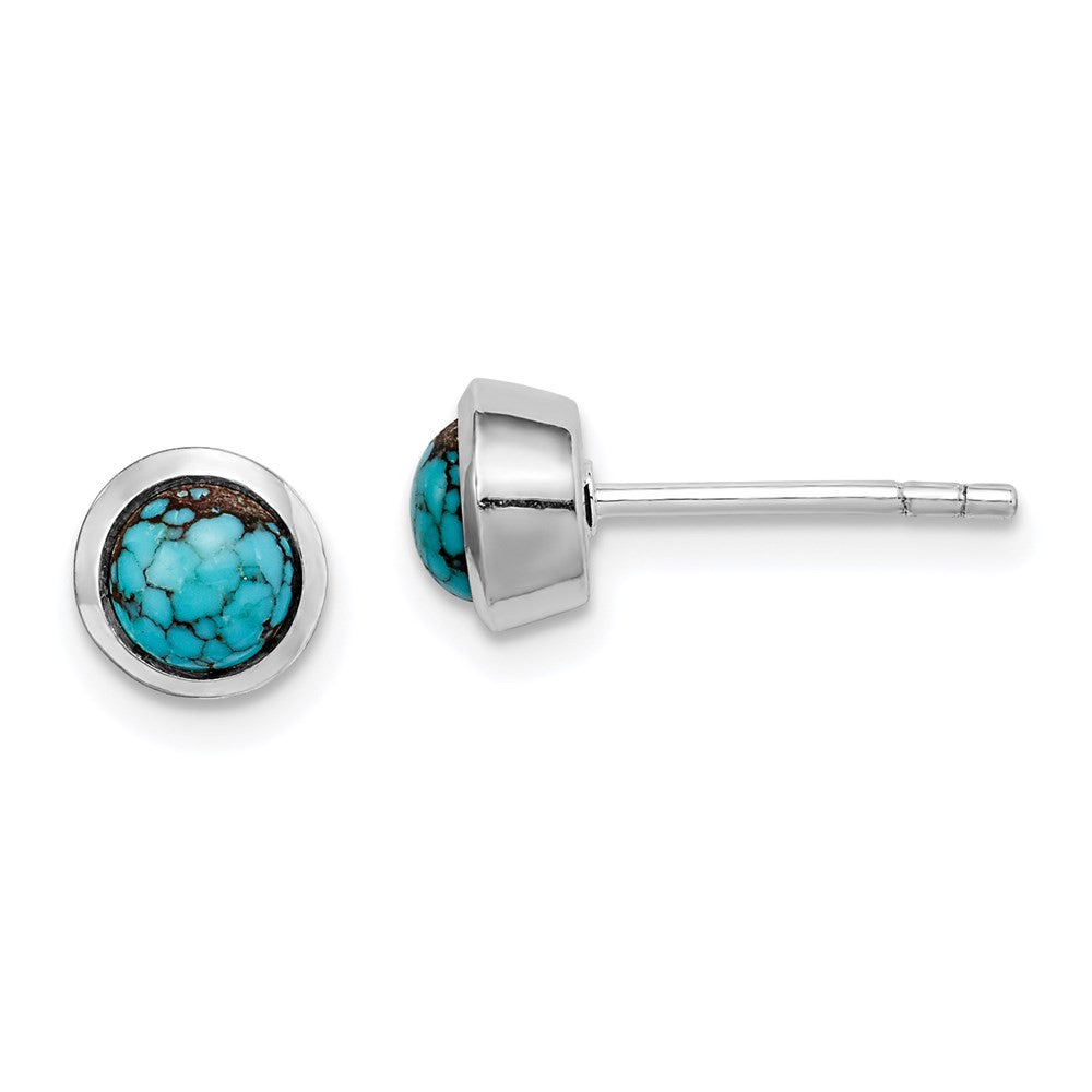 Sterling Silver Round Turquoise Stud Earrings