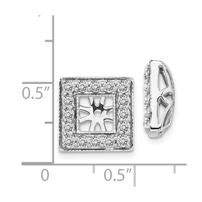 14k White Gold Diamond Square Jacket Earrings