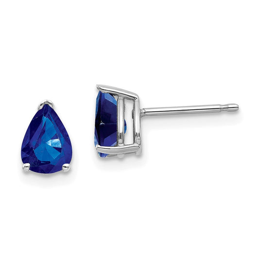 14k White Gold Sapphire Stud Earrings