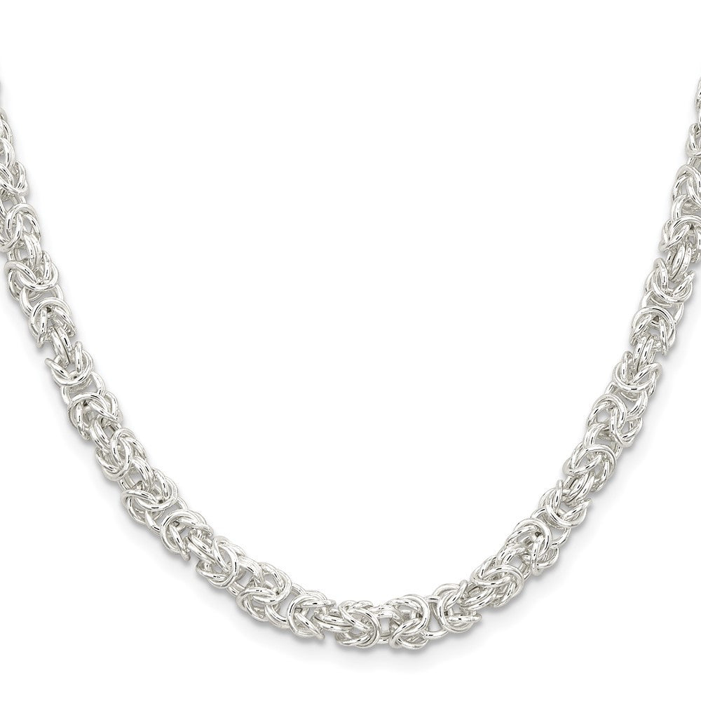 Sterling Silver 5.5mm Rounded Byzantine Chain Necklace 18"