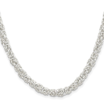 Sterling Silver 5.5mm Rounded Byzantine Chain Necklace 18"