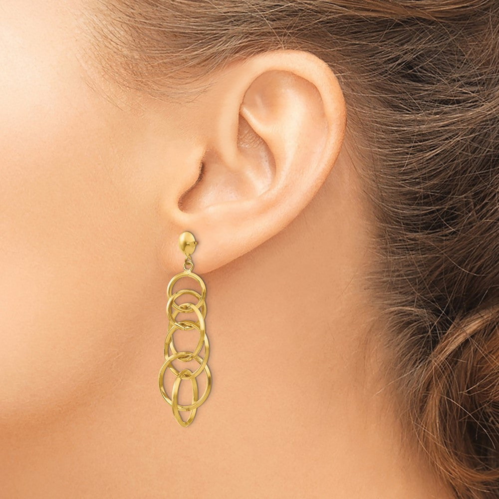 14k Yellow Gold Circle Drop Drop & Dangle Earrings
