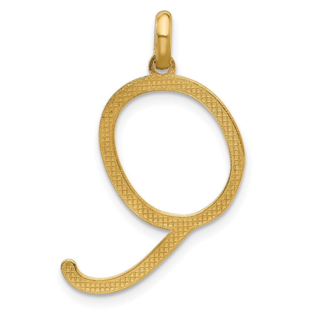 14k Yellow Gold Fancy Letter Q Initial Pendant
